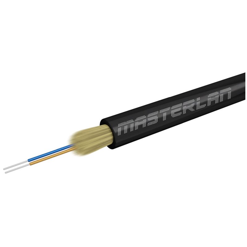 Masterlan DROPX Universal-Glasfaser-Drop-Kabel – 2F 9/125, schwarz, 1 m