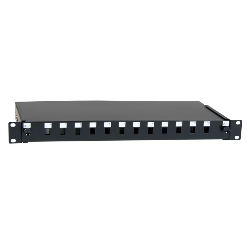 Masterlan ODF 12x SC Simplex, optical housing with patch panel and splice tray, 1U, 19", black